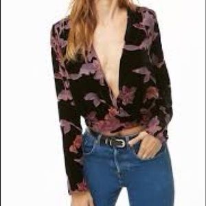 Velvet Floral Burnout Crop Top